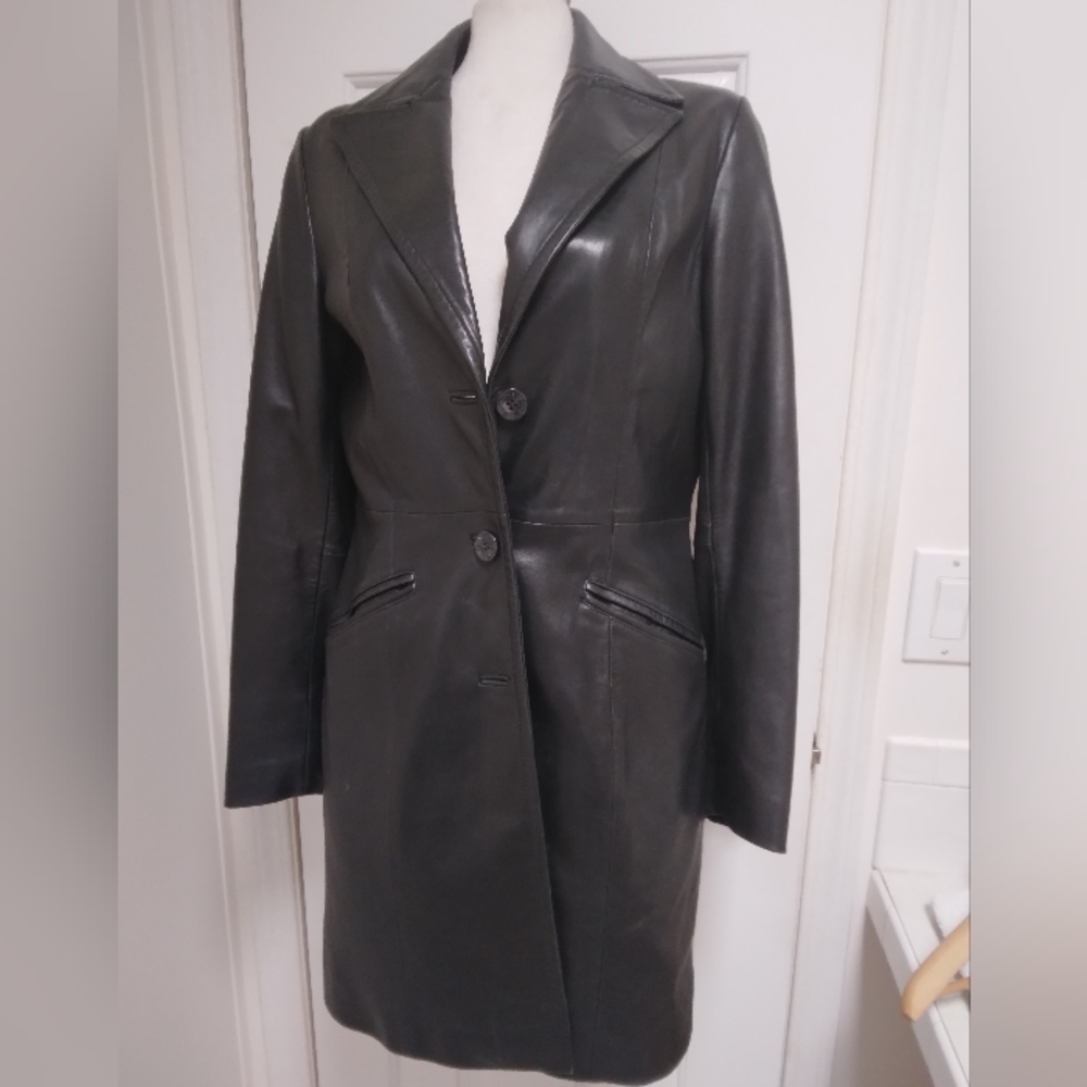 Wilson leathers, Pelle Studio, black leather thigh length